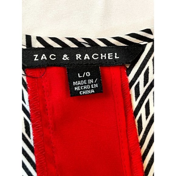 Zack & Rachel Womens Tunic Blouse Split Back Sleeveless Aztec Print Black Red L - Picture 5 of 7